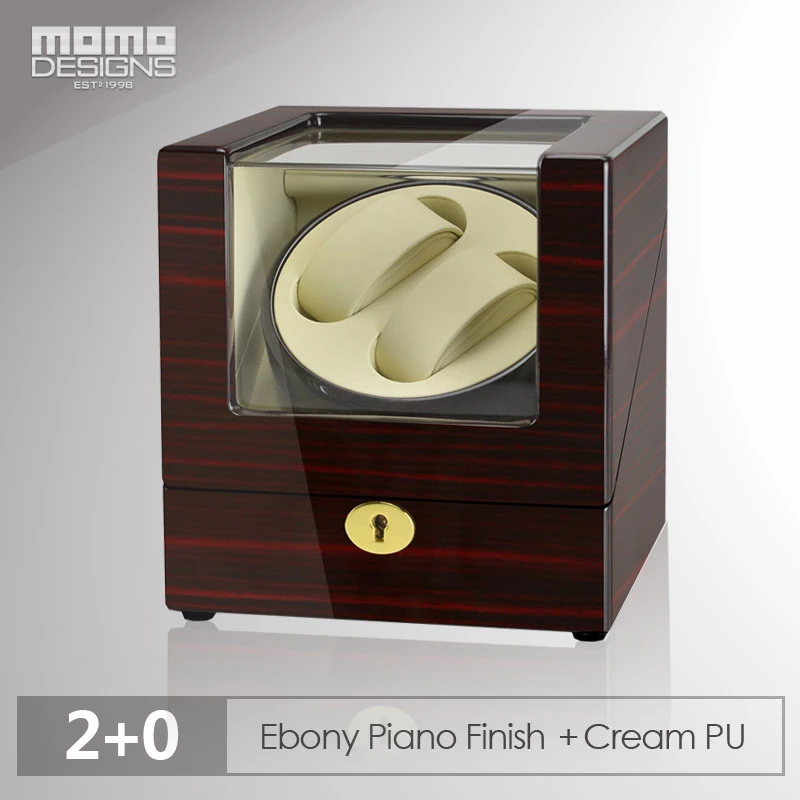 Preiswero Watch winder 2 Автоматическая коробка вафсы мабути мотор машина коробка ручной работы на пианино отделка/роскошные часы вращения коробка - Цвет: Ebony w Cream