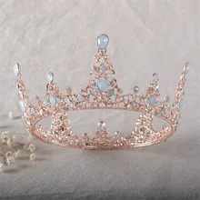 Snuoy Baroque Wedding Pageant Queen Crown Bridal Hair Jewelry Diadem Vintage Large Crystal Full Round Prom King Crown HG769