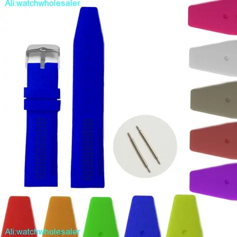 22mm Classic Blue Silicone Jelly Rubber Ladies Men Watch Band Straps WB1075E22JB