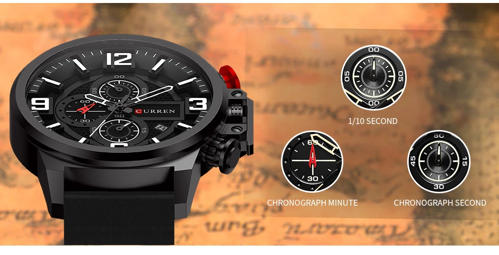 CURREN спортивные мужские часы Топ бренд класса люкс Дата кожа Хронограф водонепроницаемые военные кварцевые наручные часы Relogio Masculino