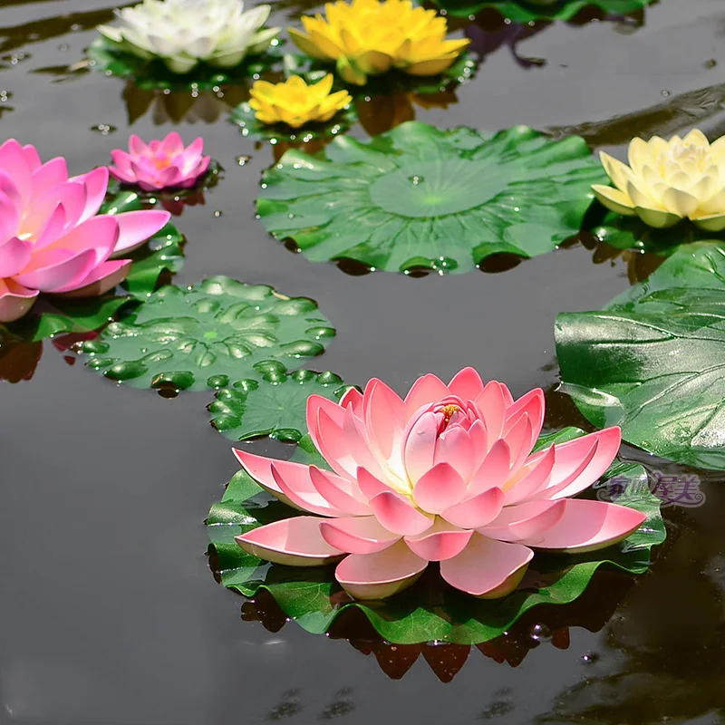 

10PCS 17 CM Decoration Garden Artificial False Foam Lotus Flowers Lotus Flower Water Lily Floating Pool Garden Plants Decoration