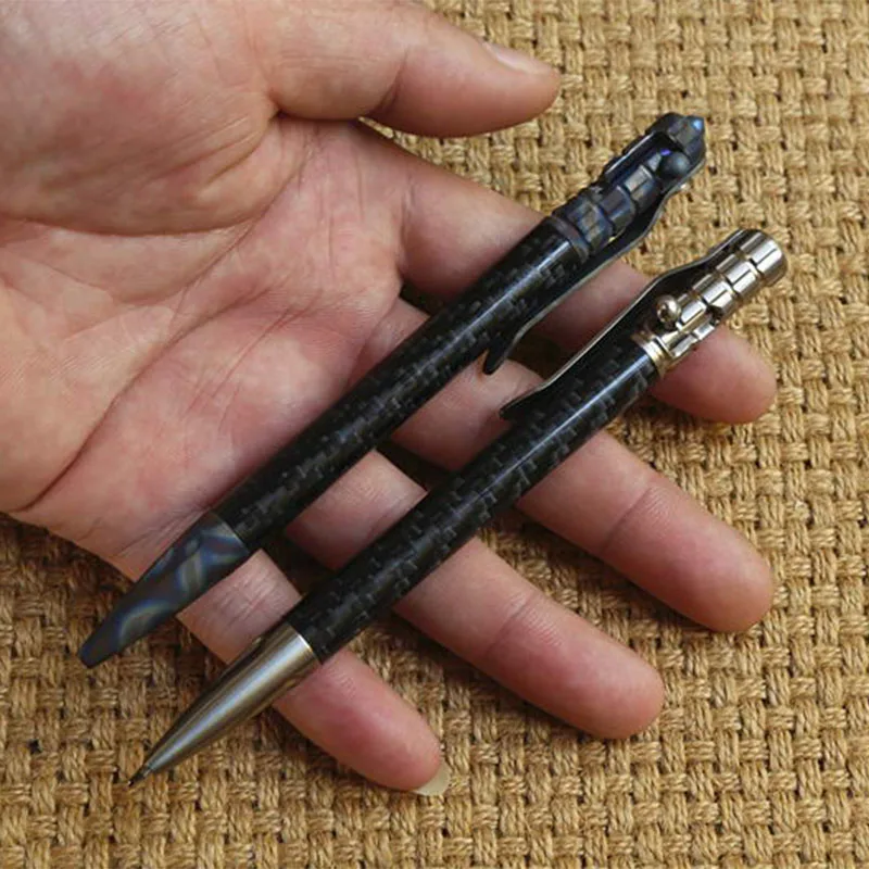 EDC Outdoor Ball Pen Tactical Pen Titanium+Carbon Fiber+Brass Pocket  Tool 