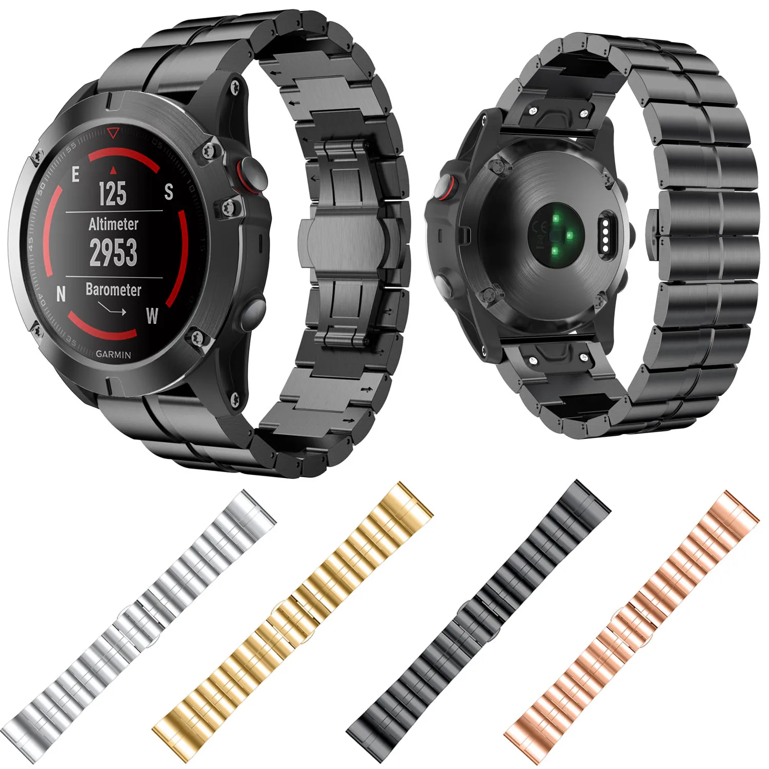 Pulseira de Aço Pulseira de Relógio para Garmin Pulseira de Metal de Substituição para Fenix Inoxidável Liberação Rápida Ajuste Fenix 5x 3 – 3hr