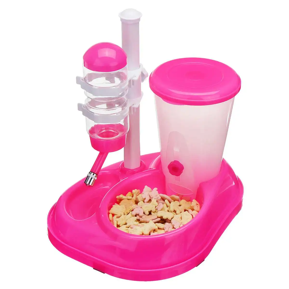 1.25L Automatic Pet Feeder Bowl Drinking Bowls For Cats dogs Food Container Animal Water Dispenser Cat Fountain Pet Supplies - Color: pink with Feeder Bin