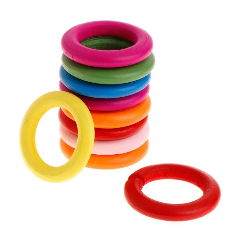 10 Pcs/Set Wooden Ring Parrot Toys Bite Chew Play Natural Colorful Rings Decoration Birds Parakeet Toy DIY Accessories