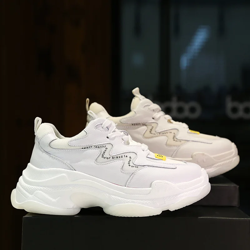 

Ins Retro Clunky thick-soled old women's shoes new spring increased white women sneaker shoes