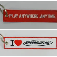 Я люблю speedminton играть в любом месте, в любое время вышитые брелок с заказной вышитый логотип, принимаем любой цвет и размер