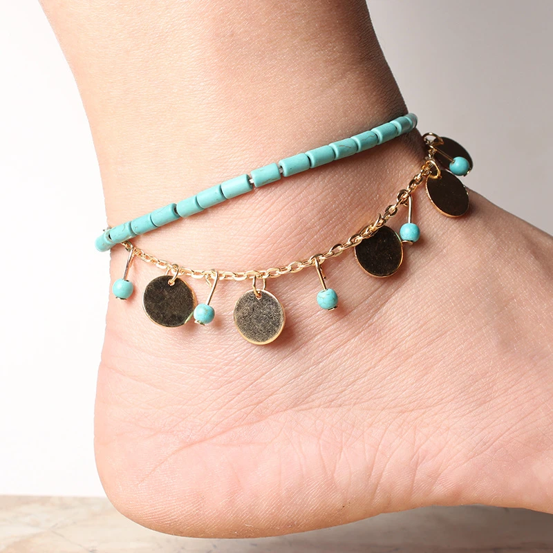 Beaded Bracelet Boho Style Ankle Bracelets Unique Gifts Turquoise Anklet Beaded Anklet Turquoise Jewelry Boho Jewelry Womens Jewelry