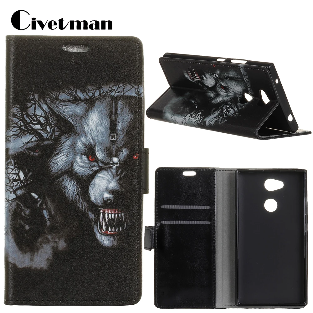 New 6 Patterns Case For Sony Xperia XA2 5.2&quot Flip PU Leather TPU Cover Phone Shell Cute Cartoon Holster Bag Card Slots Kickstand |
