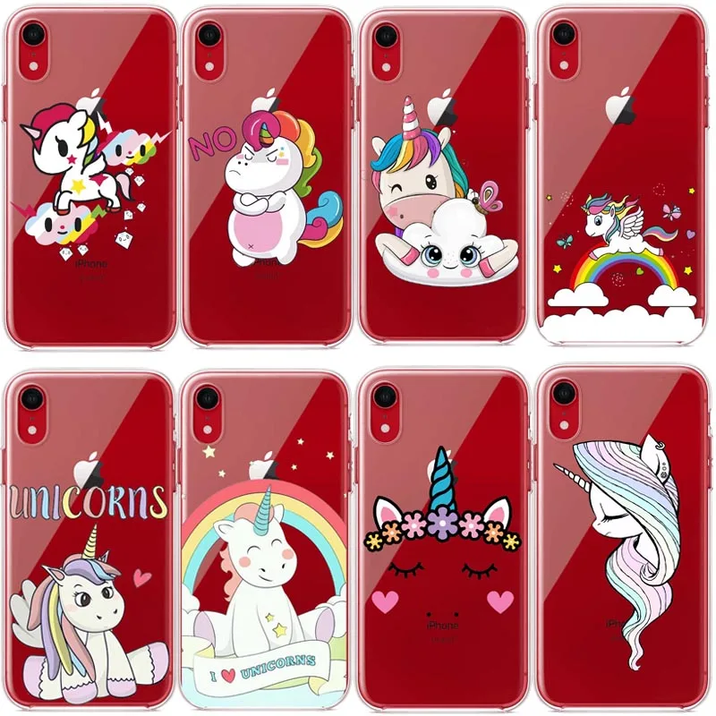 Unicorn Phone Cases For iPhone 11Pro XS MAX XR 7 6 6s 8 Plus 5 5s Case Cute Cartoon Cover Soft Clear TPU X 10 | Мобильные телефоны