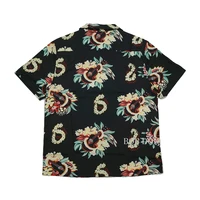 BOB DONG Steampunk Guitar Floral Print Casual Hawaiian Shirts Reggae Aloha Black 2