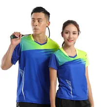 Стиль Бадминтон футболка, теннис футболка мужской/женский, теннисные рубашки, Настольный теннис футболка, спортивная рубашка 210AB