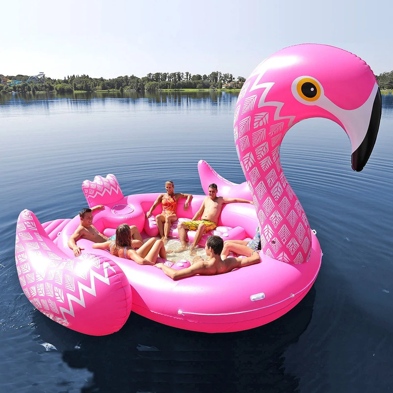 맞는 7 명 530cm Ginormous Flamingo 거대한 유니콘 풍선 보트 풀 파티 플로트 에어 매트리스 수영 반지 장난감 Boia