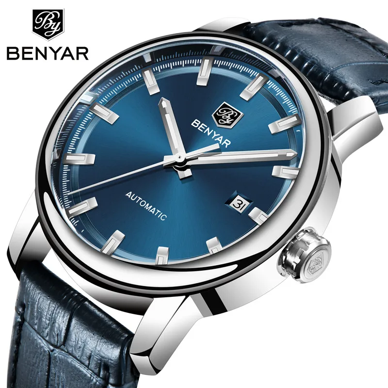 

2019 New BENYAR Blue Casual Fashion Automatic Mechanical Watch Mens Watches Top Brand Luxury Waterproof Clock Relogio Masculino