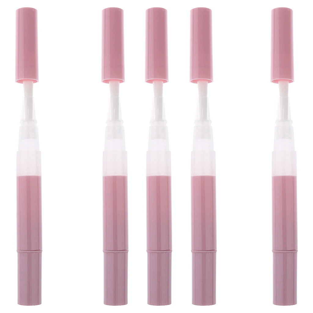 5Pcs 3ml Portable Empty Twist Pen with Brush Cuticle Oil Container Lip Gloss Balm Nail Polish Tube