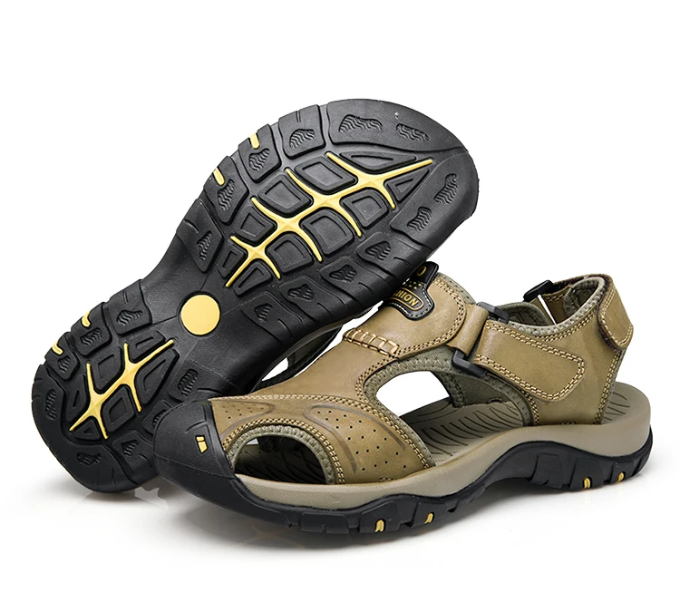 Новые летние туфли из натуральной кожи; мужские сандалии; повседневные классические пляжные сандалии для прогулок; M603