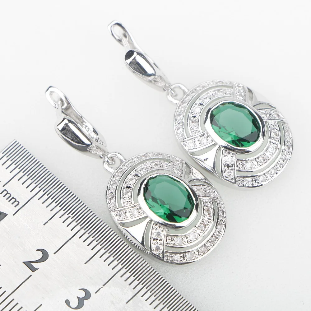Подвески зеленый кубический цирконий белые камни серебро 925 ювелирные наборы серьги/кулон/ожерелье/кольца для женщин в стиле панк