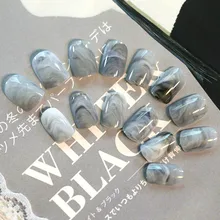 24 шт модный дизайн ногтей серый мрамор накладные ногти из акрила DIY Полный CoverTip маникюрный продукт Z003