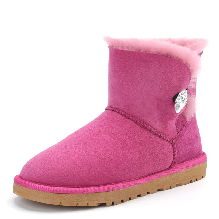 Г., женская обувь наивысшего качества из натуральной овечьей кожи красивые классические зимние ботинки женские ботинки из натуральной овечьей кожи - Цвет: hot pink