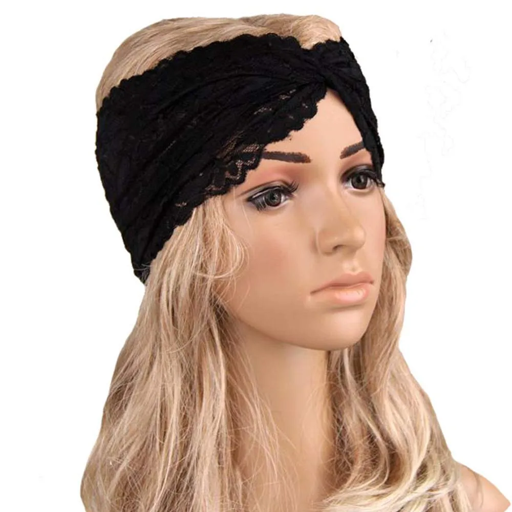 Женская повязка на голову, мягкий удобный головной убор для занятий йогой, кружевной тюрбан, головной платок, повязка на голову, аксессуары для волос - Цвет: A