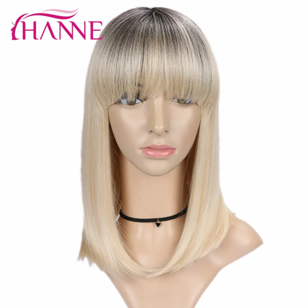 HANNE короткие синтетические волосы парик с бесплатной взрыва смешанный черный и медовый блонд термостойкие волокна парик для женщин