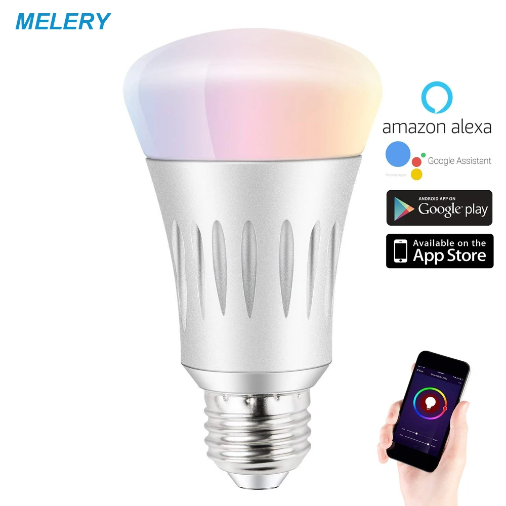 

Smart WiFi LED Bulb Lamp E27 Dimmable Timer RGB Color Compatible Alexa Remote Control by Smartphone IOS,Android Google Assistant