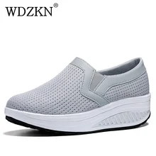 WDZKN/большие размеры 42-43; женская обувь; дышащая сетчатая Летняя обувь на плоской платформе; женские кроссовки без шнуровки; повседневная женская обувь; H1608