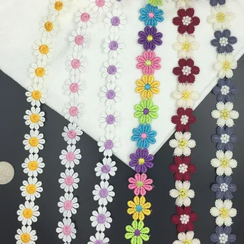 

1yard Lace Ribbon Flowers decoration Applique Patches for Clothes Wedding Dress Diy Sewing Accessories White Lace trim