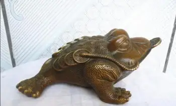 

107SHUN Chinese Folk Culture Handmade Old Brass Statue Money Toad Sculpture