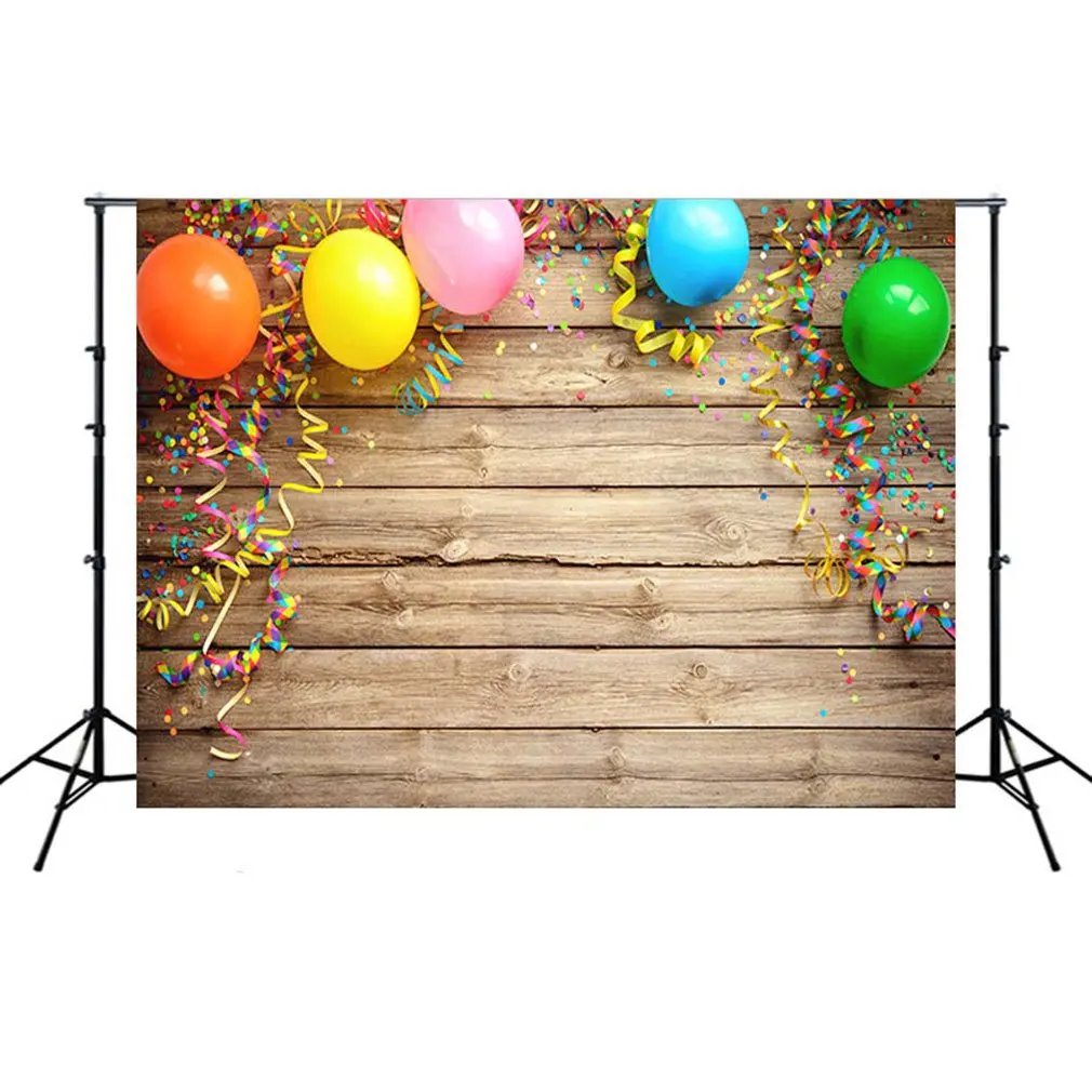 

Wooden Board Balloon Children Birthday Party Cartoon Studio Photography Background Cloth For Happy Birthday Party Shower