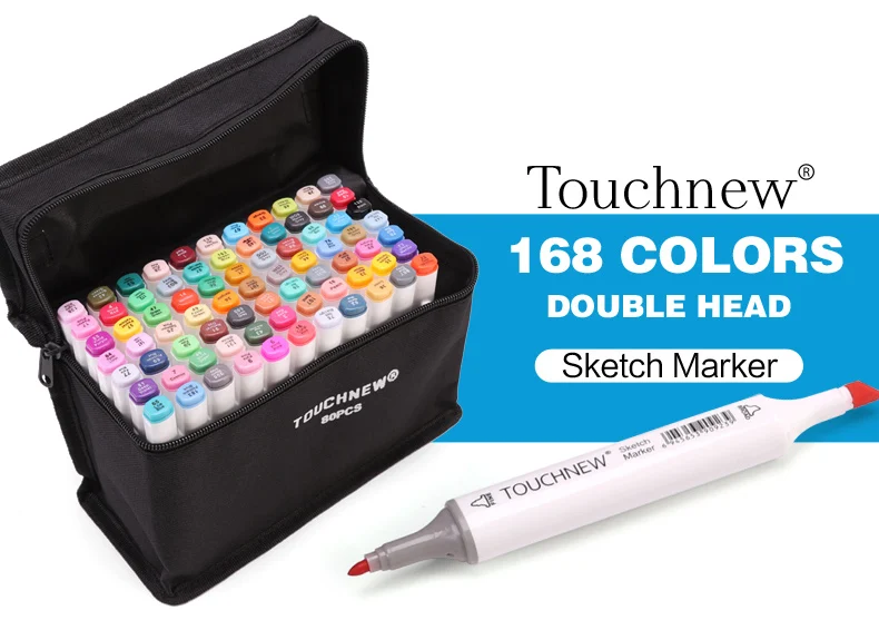 Cabeças à Base de Álcool Marca para Estudante de Desenho Touchnew 72 Cor Marcadores Esboço Caneta Dual Marcador Mangá Desing Arte Fornecedor 36 - 48 60 6 Esboço Caneta Dual Cabeças À Base de