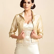 Недорогой Королевский синий Очаровательная 3/4 с длинным рукавом тафта Вечерние Повседневное Обёрточная бумага куртка Цвета, свадебная накидка-Болеро для Свадебная вечеринка