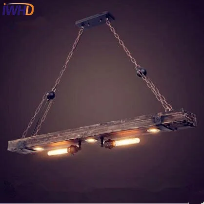 Подвесной светильник IWHD винтажный деревянный в стиле чердак|lamparas colgantes|pendant light