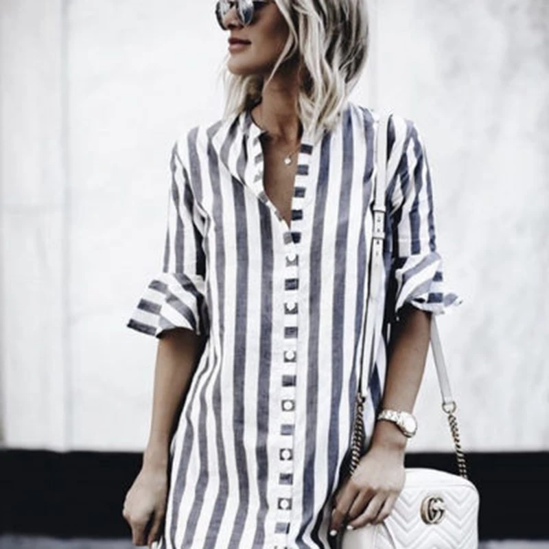 

Women's Striped Casual Tops Shirt Fashion Clothes Plus Size T-Shirt