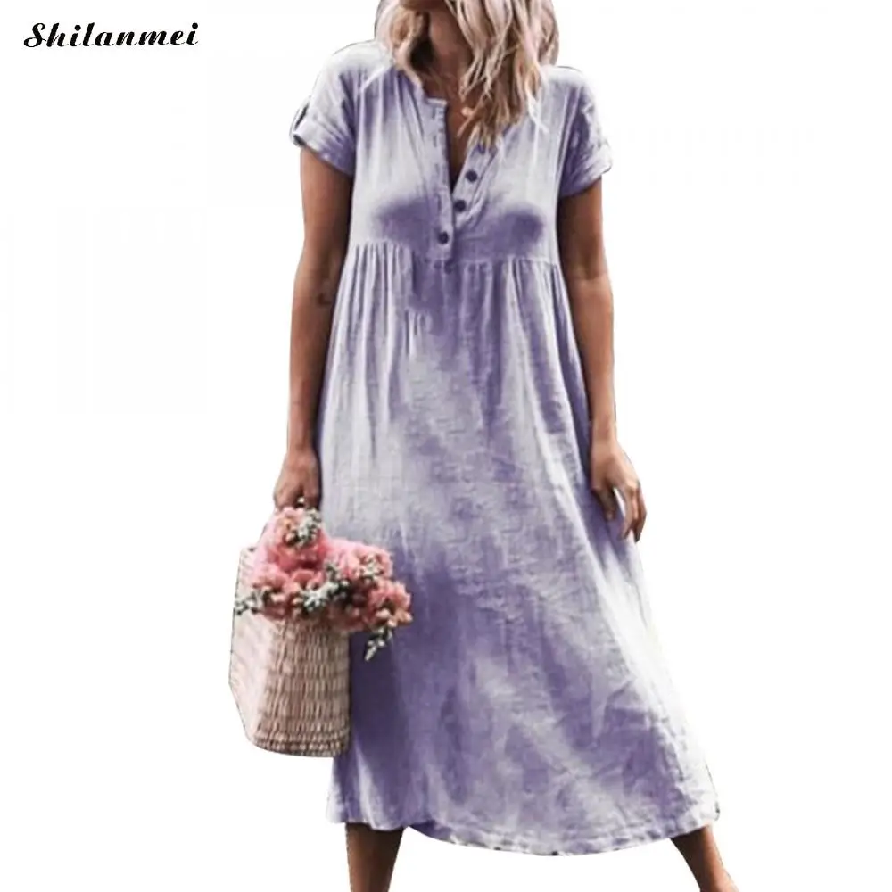 

Summer Dress 2019 Bohemian Celmia Women Tunic Top Short Sleeve Shirt Dress Button Female Casual Sundress Boho Vestidos S-5XL