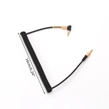 

1M 3.5mm Male To Male Spring Car Aux Cord Right Angle Audio Cable For Phone PC