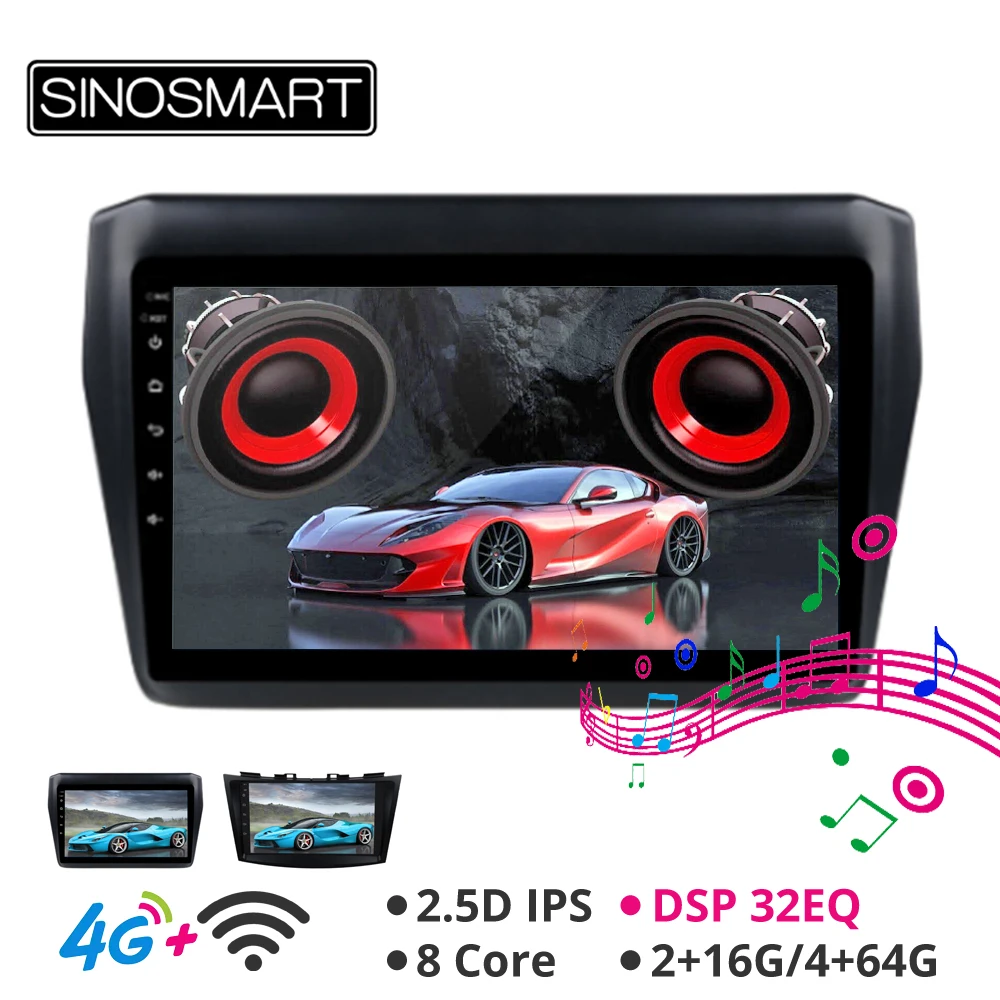

Sinosmart Android 8.1 Car GPS Navigation Radio for Suzuki Swift 2011-2017 2din 2.5D IPS/QLED Screen