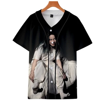 

Singer BILLIE EILISH new fashion baseball uniform BILLIE EILISH Men/Women Casual high quality Short sleeve jacket Clothes