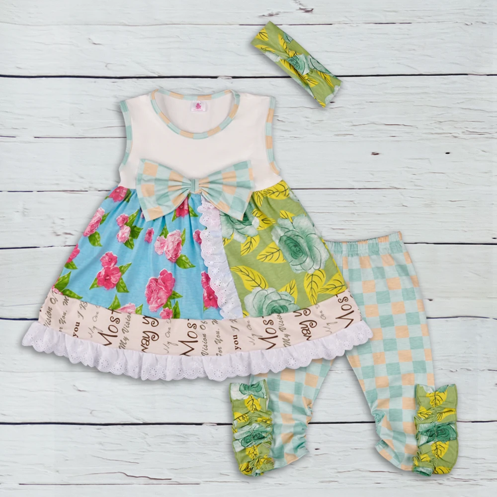 

2017 kids clothing baby spring summer remake clothes baby girls top design ruffle pants girls boutique suits S131