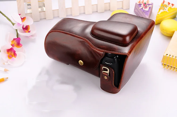 New Pu Leather Video Camera Bag Case For Canon EOS 1100D 1200D 1300D 550D with18-55/105/200mm Lens Retro Vintage Camera Bag cute camera bags