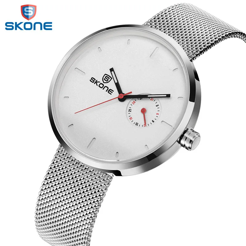 

SKONE  fashion bussiness Stainless Steel Band Men Watch  erkek kol saati round  disk  Life Waterproof Watch Men relogio masculin