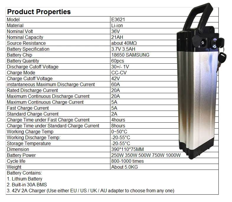 Таможенная пошлина 36 В EBike батарея 36 В 21AH 1000 Вт 36 Вольт литий-ионный аккумулятор ИСПОЛЬЗОВАТЬ SAMSUNG 3500 мАч ячейки 30A BMS Топ Разряда