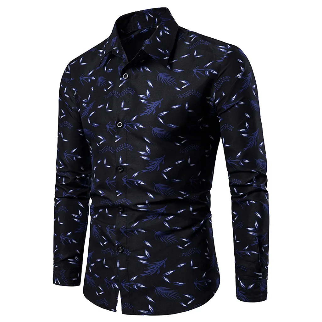 

Fashsiualy 2019 New Arrival Shirts Spring And Summer Men's Casual Pattern Stand Collar Button Long Sleeve Shirt camiseta hombre#32