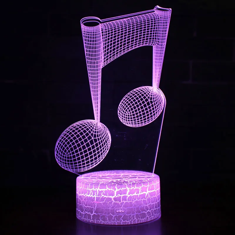 Музыкальная note тема 3D лампа светодиодный ночник 7 цветов Изменение сенсорного настроения лампа Рождественский подарок Прямая