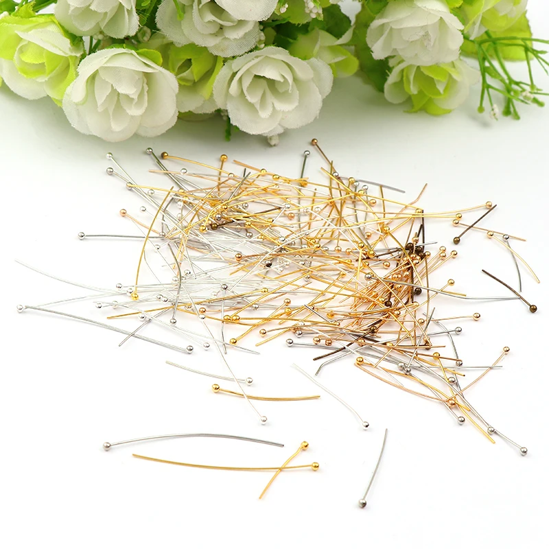 Online Baru 20mm 26mm 30mm 40mm Rose Emas   Perak   Emas   Perunggu Antik   Putih K Bola Kepala Pins Temuan Perhiasan DIY Membuat Aksesoris