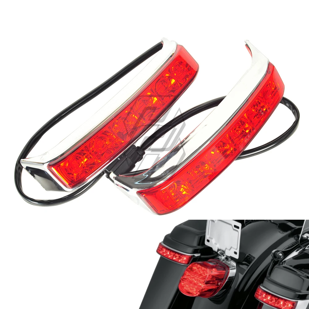

Chrome Motorcycle Saddlebag Tail Run Brake Turn Light Lamp LED Len Case for Harley Street Glide 2014-2017