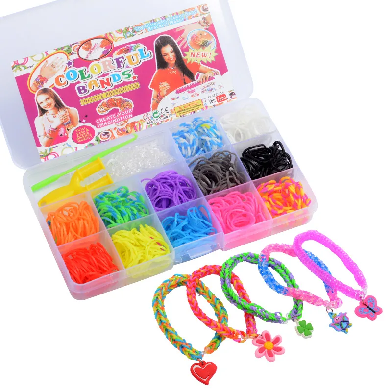 

600 pieces Rainbow Rubber Bands Weaving set DIY Toys Loom Craft Kid Bracelet DIY Accessories Bands Gifts for Girls Loom Craft