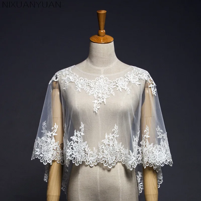 

Vintage Lace Wedding Jackets Sleeveless Sexy O-neck Lace Bridal Boleros 2019 Custom made Lace Bolero Wedding Accessories