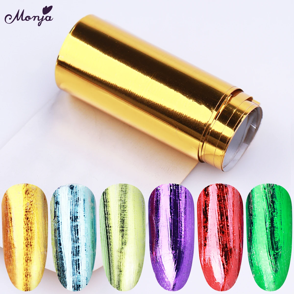 

Monja 10 Pcs/set Nail Art Holographic Colorful Laser Starry Sky Broken Cracked Foil Stickers Transfer Decals Manicure Decoration