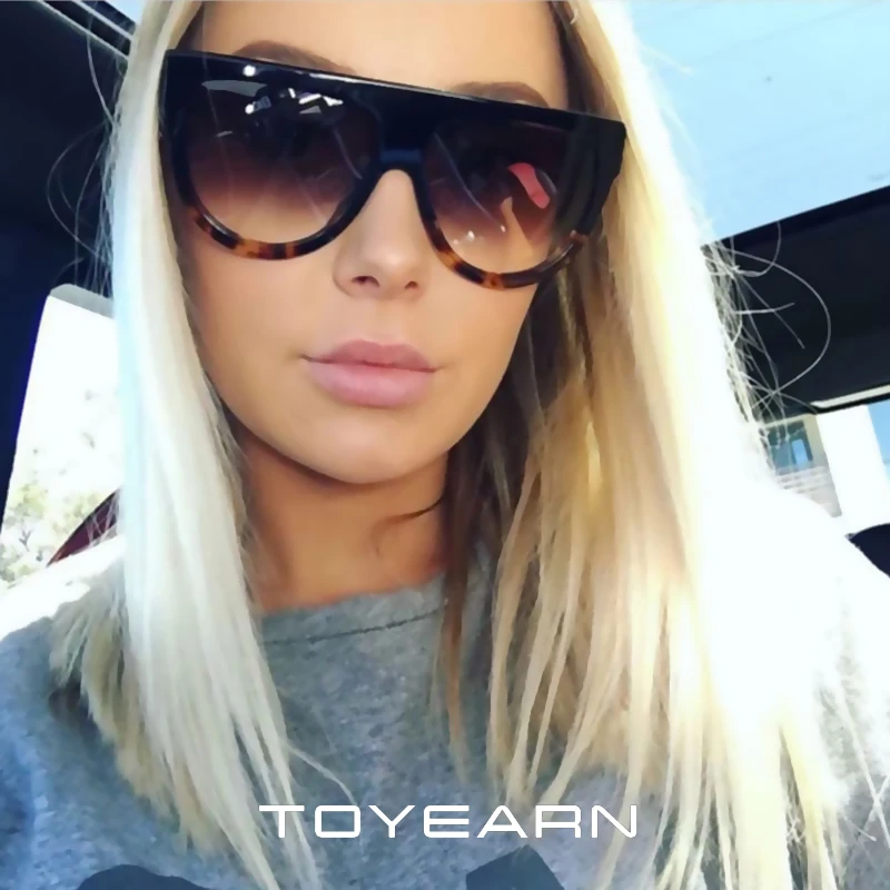 Модные Овальные Солнцезащитные очки TOYEARN с плоским верхом женские брендовые